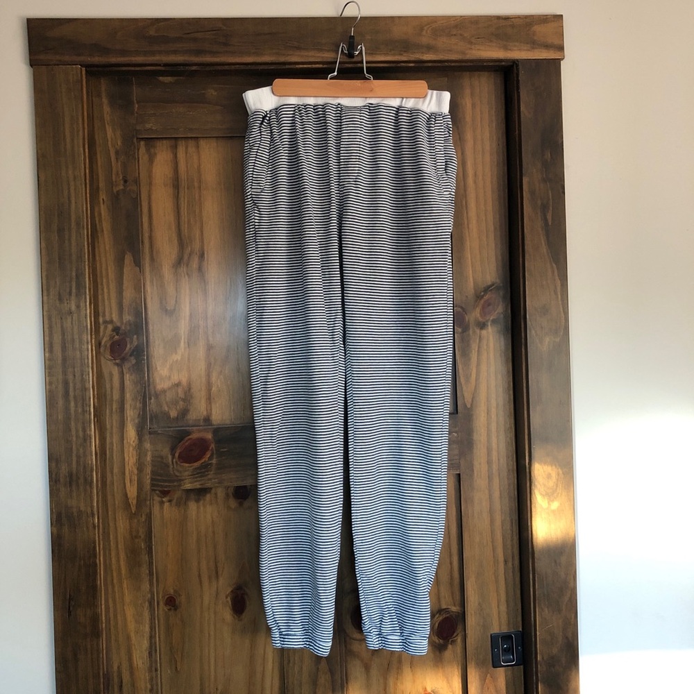 Jungmaven Yelapa hemp sweatpants blue white striped medium